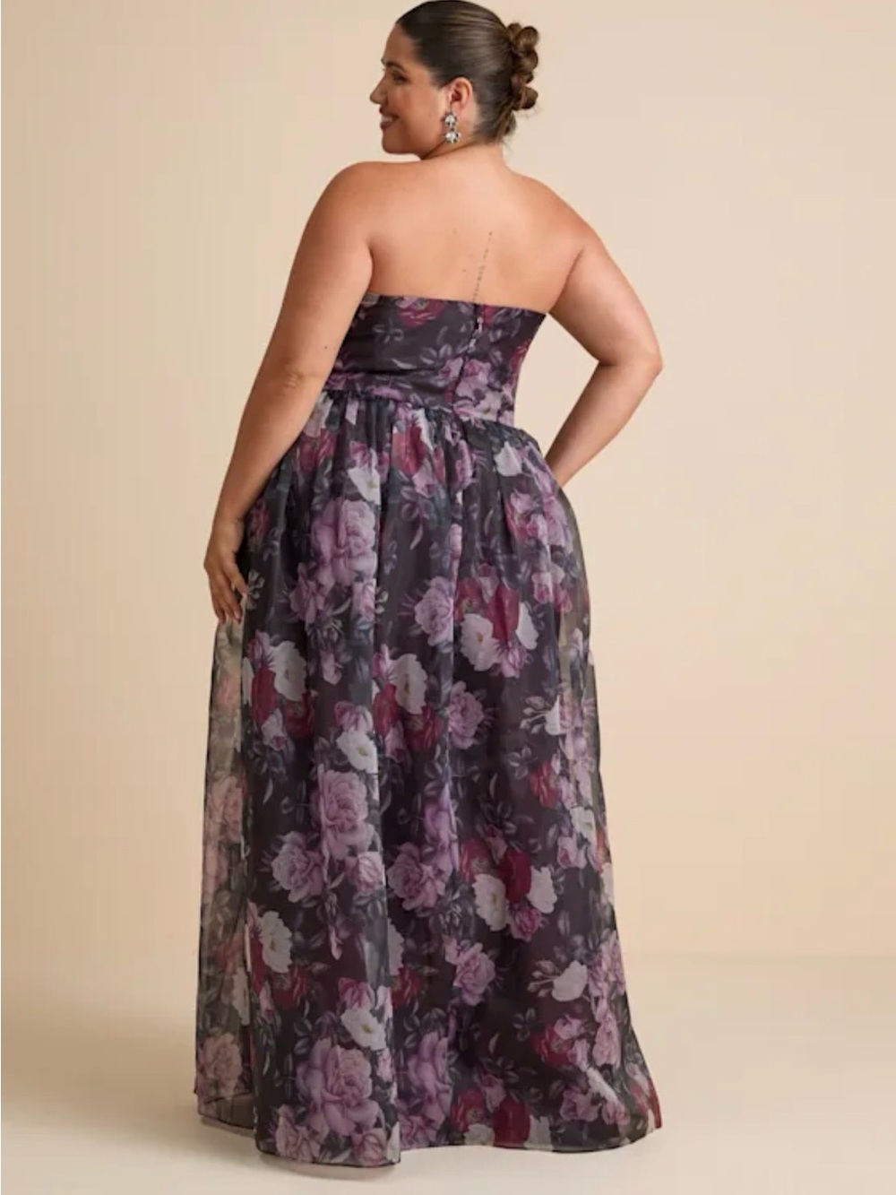 NWT LuLu’s 1X Purple Floral Strapless Bustier Maxi Gown Cottagecore Romance - Picture 7 of 10